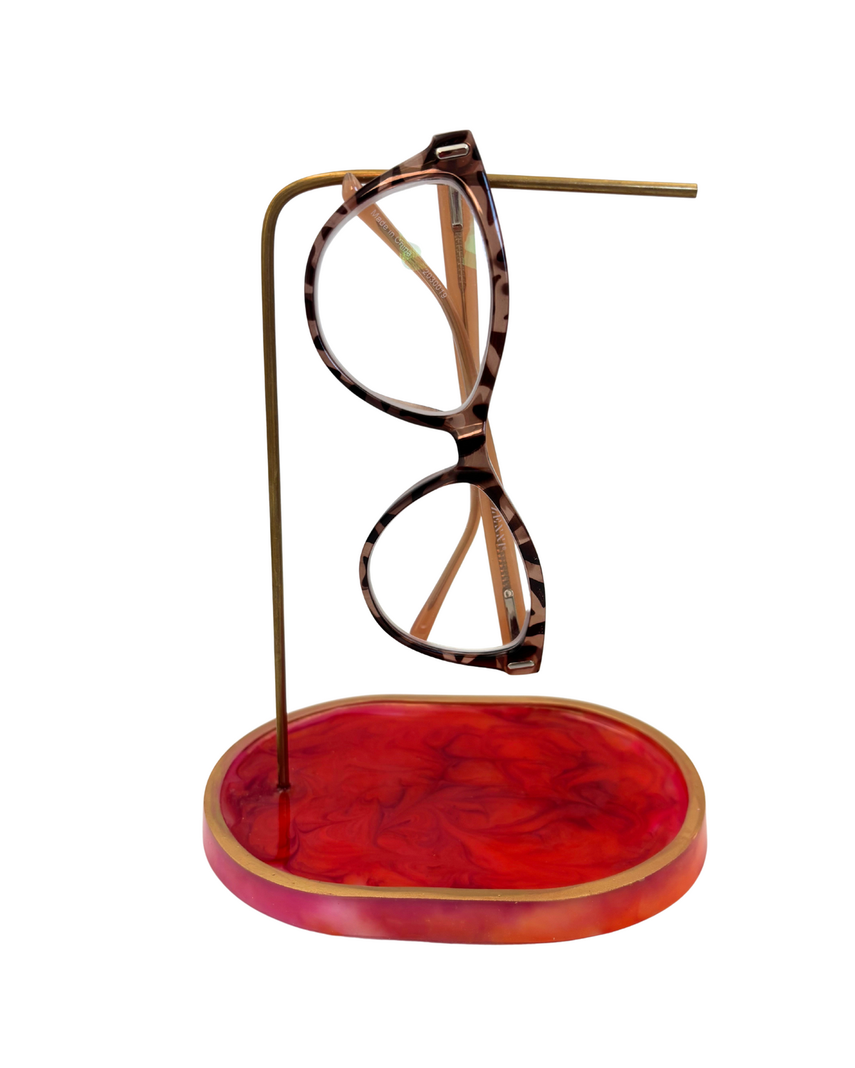 Red + Gold Resin Glasses Holder