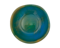 A round resin bowl with a marbled glaze transitioning from deep teal-blue to green and brown, shown from a top-down view on a white background.