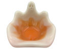 white resin ghost Dish with orange center, on a white background