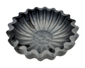 Gray and black resin bowl with scalloped edges