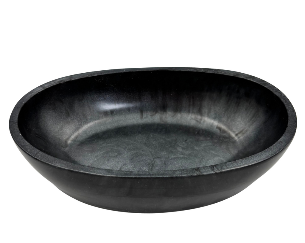 Black and gray oval resin dish