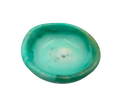 A polished turquoise resin dish with a smooth, rounded interior and natural marbled patterns of teal, green, and white, shown on a solid white background.