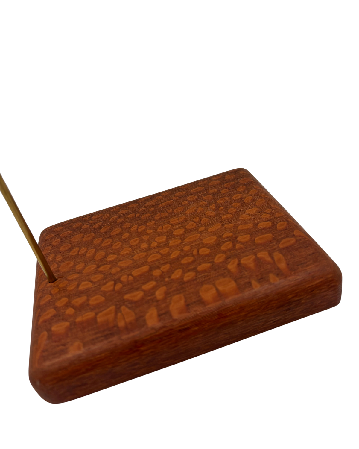 close up of the leopard print wood base