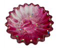 magenta resin bowl with confetti glitter and scalloped edges