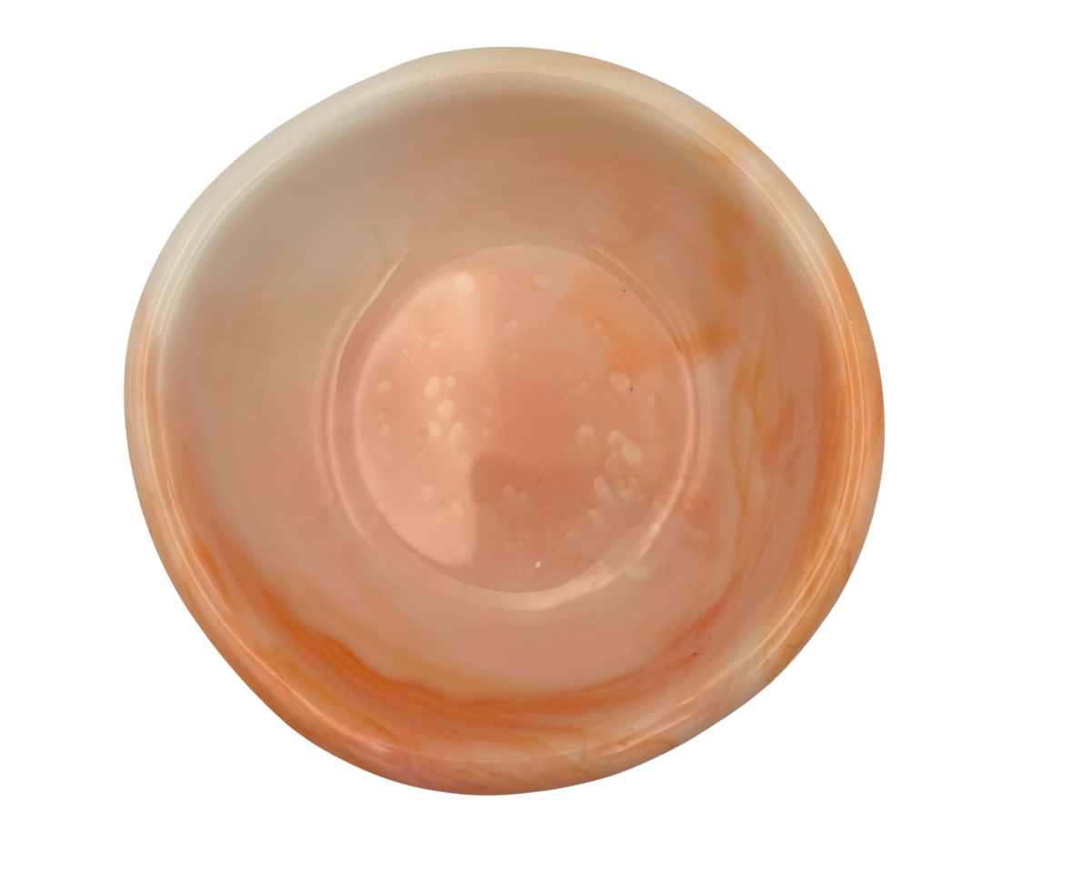 Peach + White Wavy Edge Ring Dish