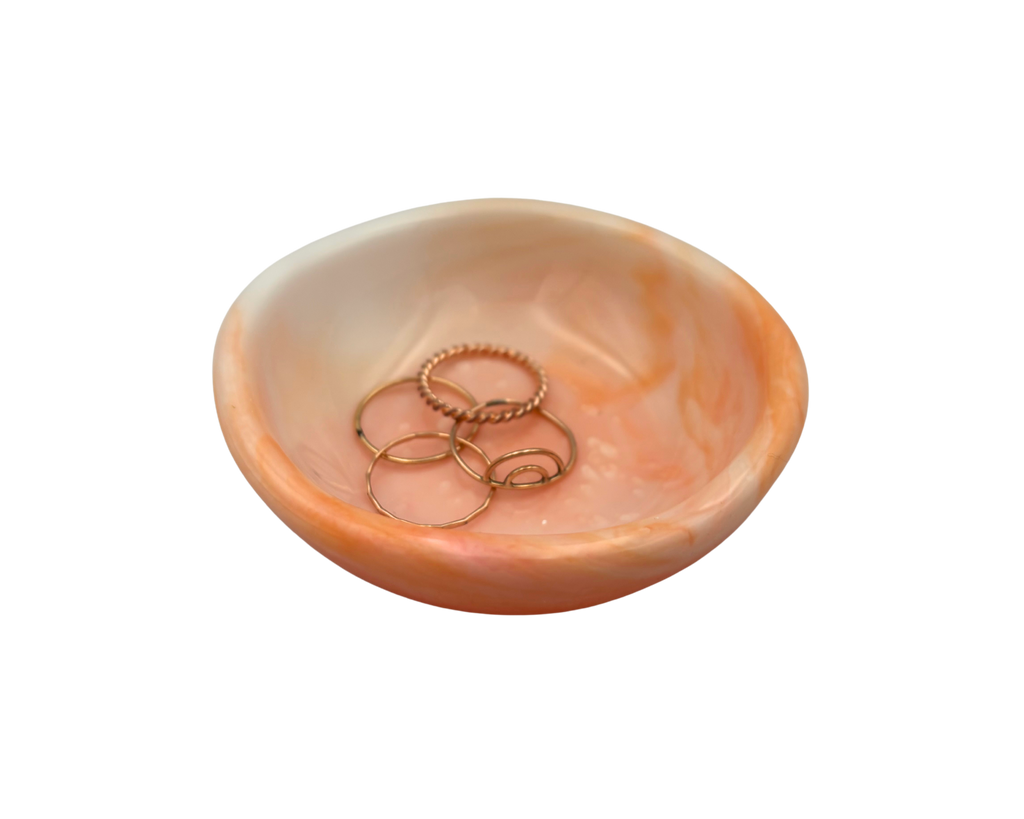 Peach + White Wavy Edge Ring Dish