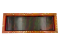 A rectangular resin tray with a glossy marbled pattern of deep colors and orange rim, accented with small gold flakes, shown on a plain white background.